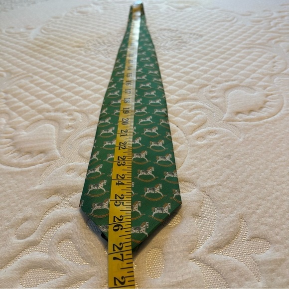 Cornelia James Tie Green & Cream Toy Rocking Horses Polyester 54” x 3.75” - Picture 8 of 8